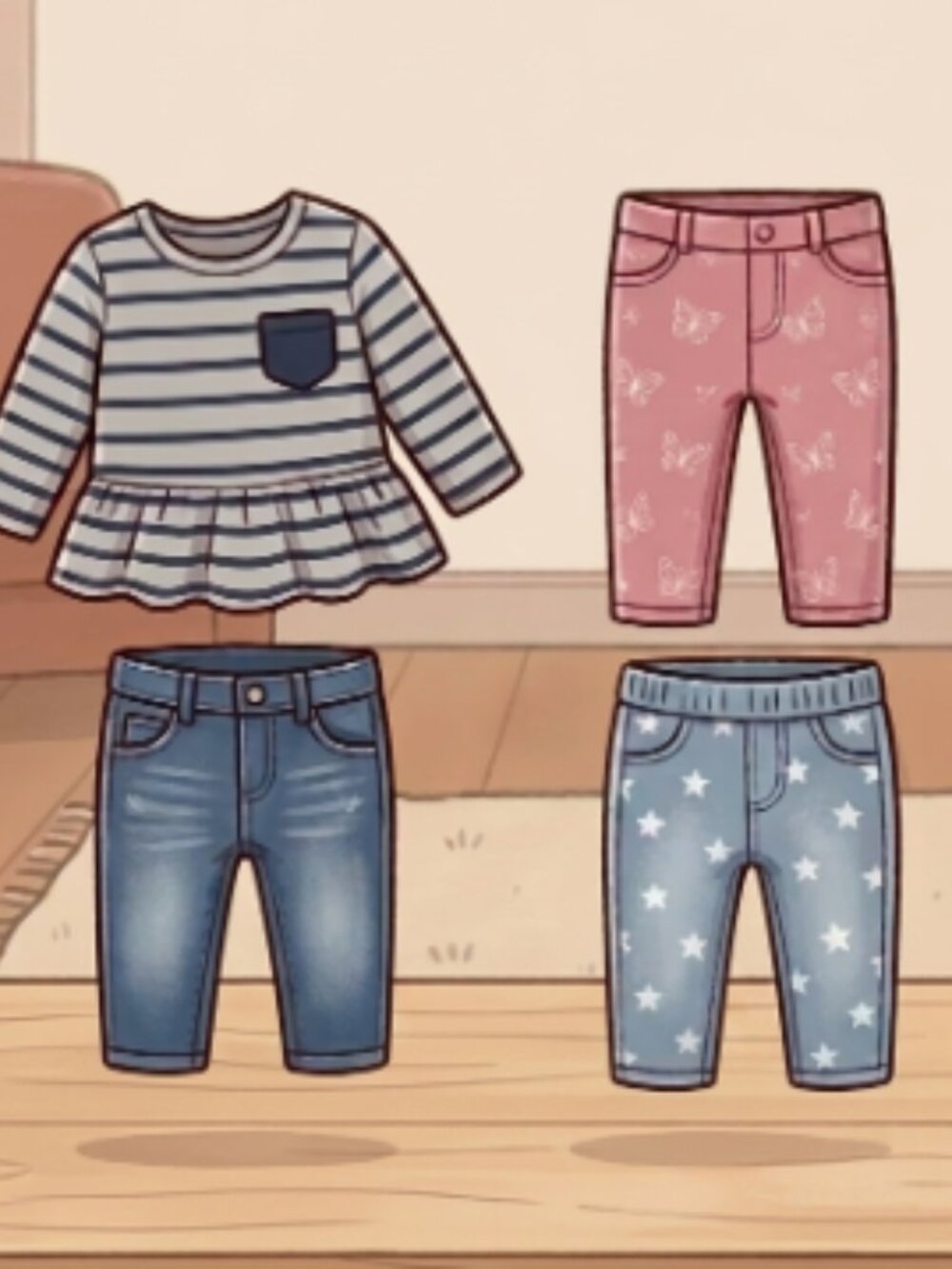 Adorable 4-Piece Toddler Girl Size 3T Clothing Bundle